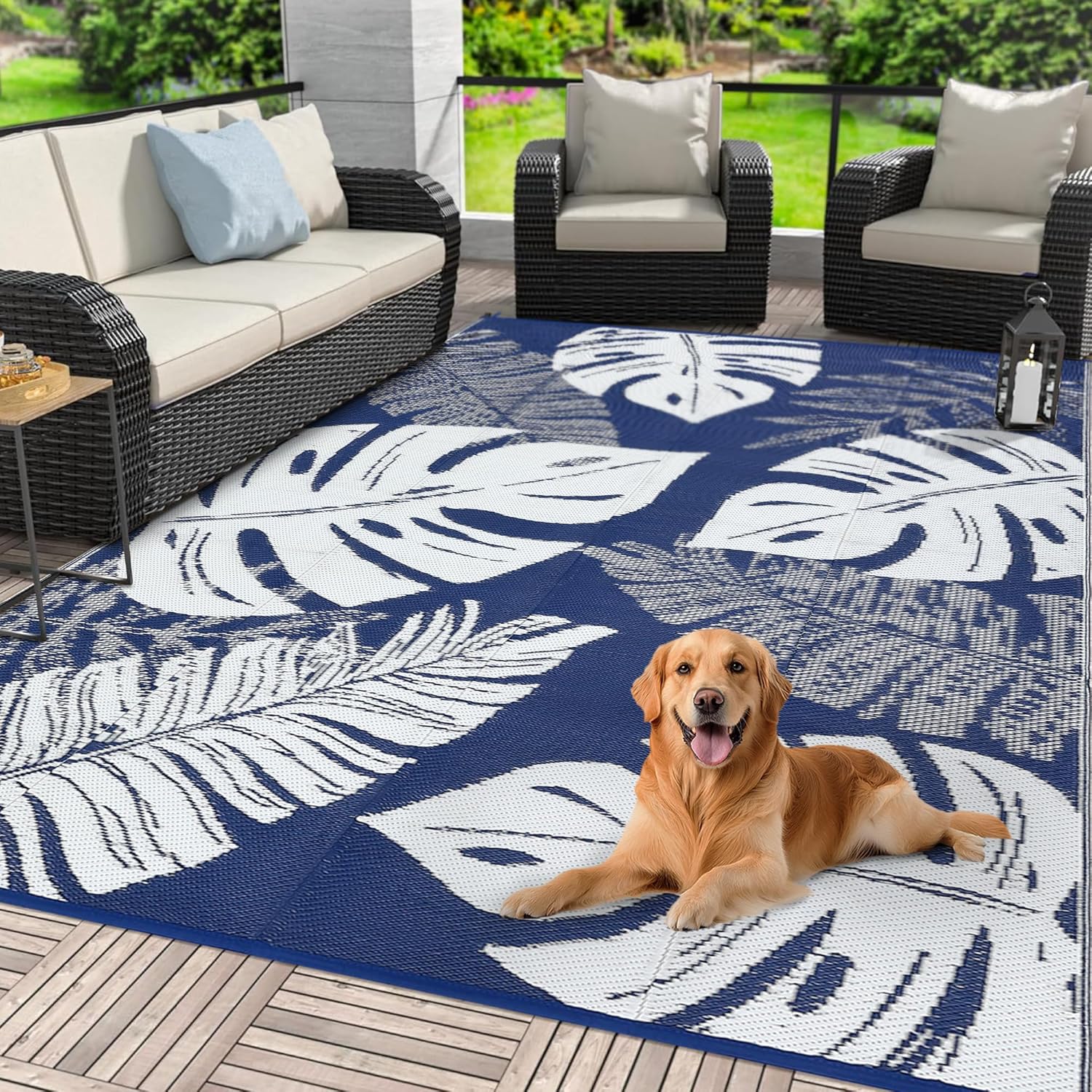 COZYLOOM Large Outdoor Rug 9x18 Waterproof Plastic Straw Mat