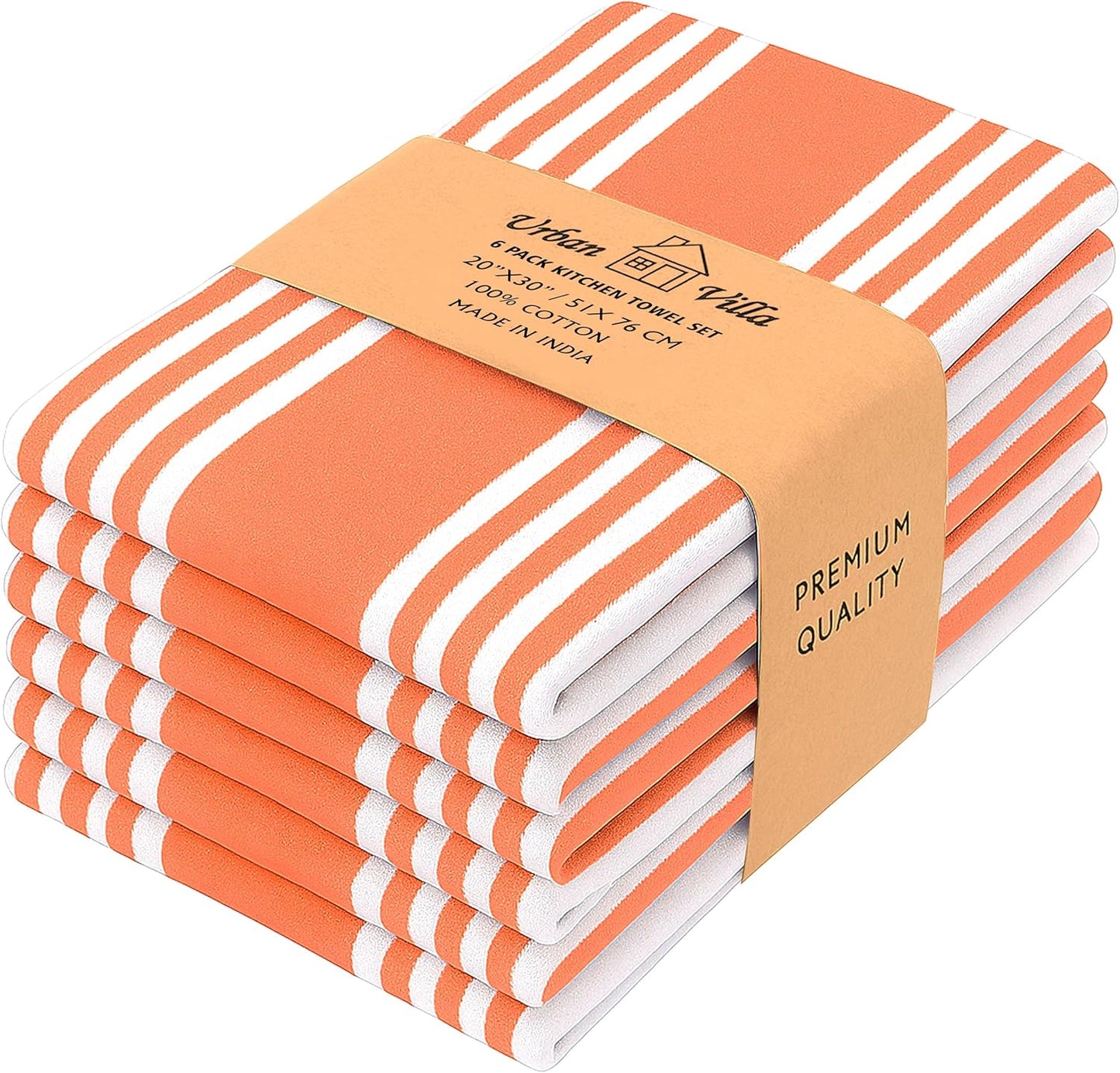 Urban Villa Kitchen Towels 100% Cotton Pack of 6 for Home