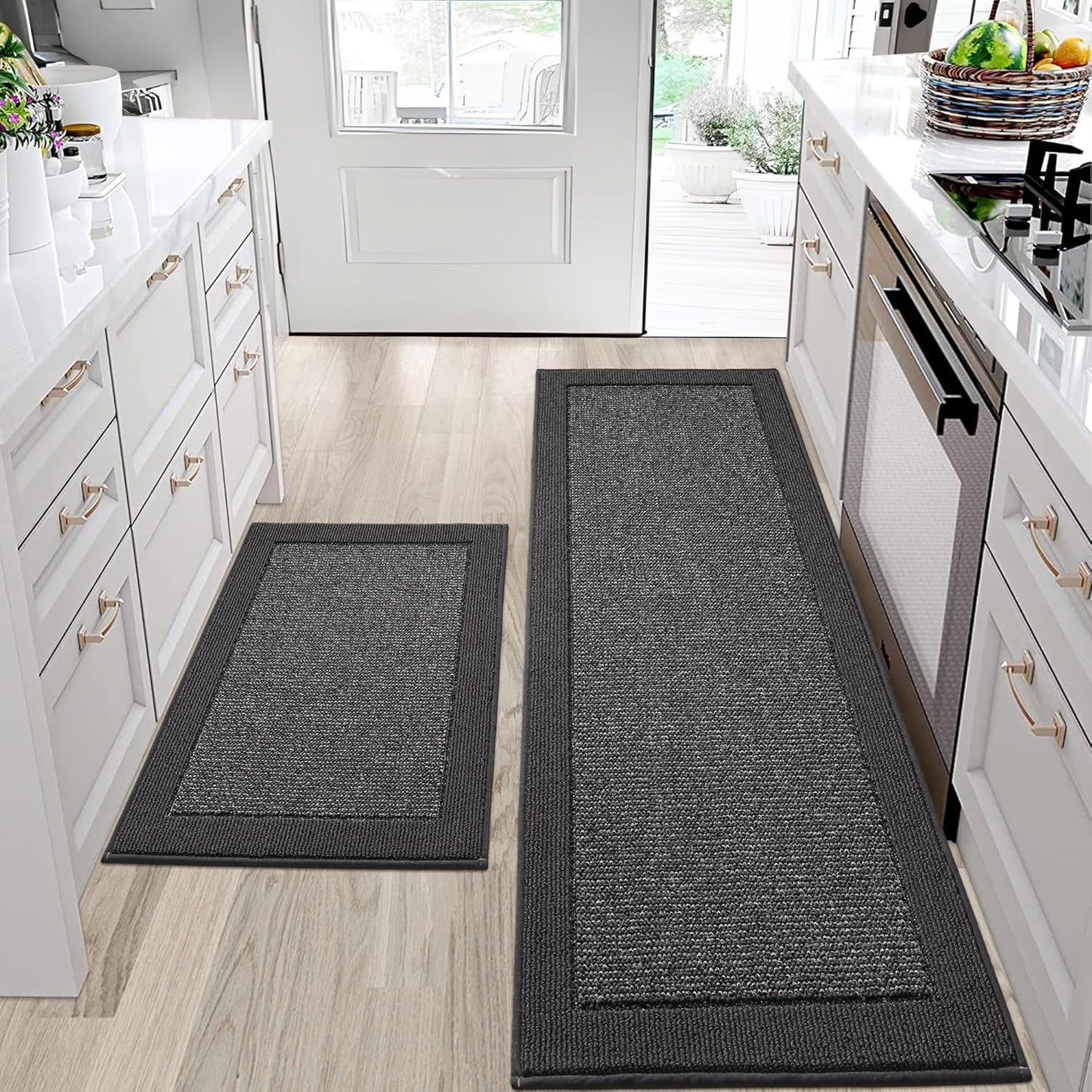 BEQHAUSE Kitchen Rugs Set of 2 Non-Slip Absorbent Mats