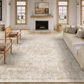 8x10 Washable Area Rug Beige Vintage Distressed - Soft Low Pile