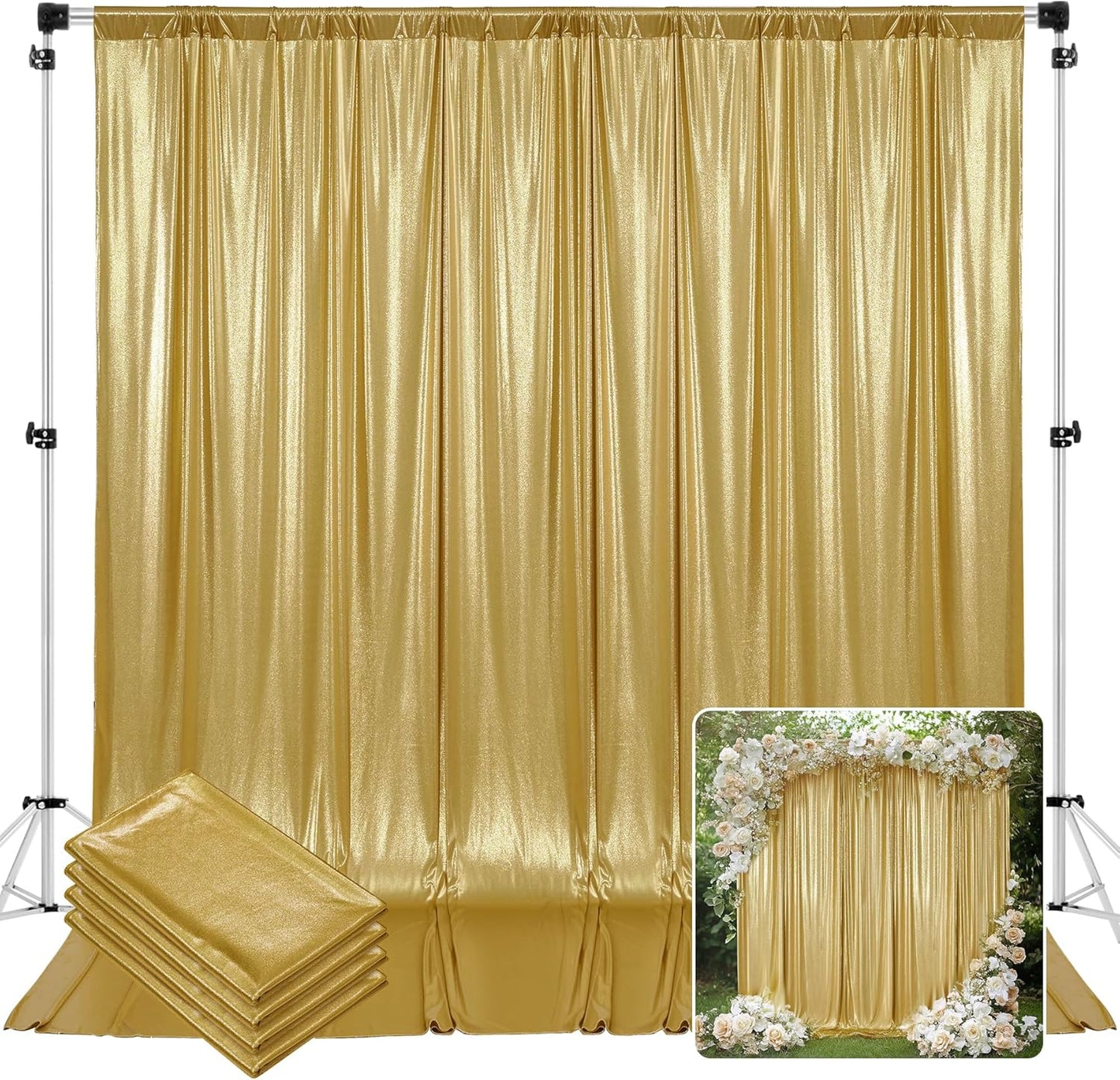 Sparkling Gold Glitter Backdrop Set 4 Party