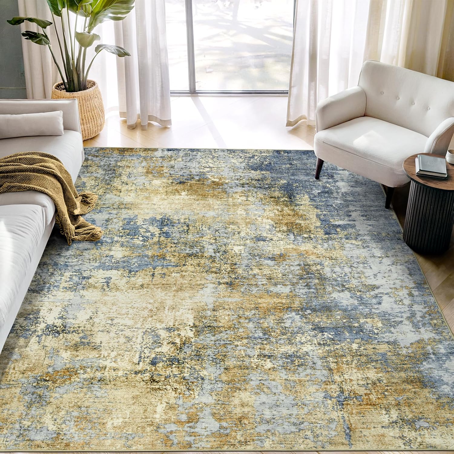 5x7 Modern Abstract Soft Indoor Area Rug for Living Room