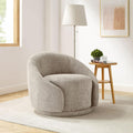 Swivel Barrel Chair Upholstered Modern Round Accent Armchair - Camel