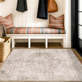Washable Beige Brown Rugs for Entryway Indoor 3x5 - Low Pile, Non-Slip
