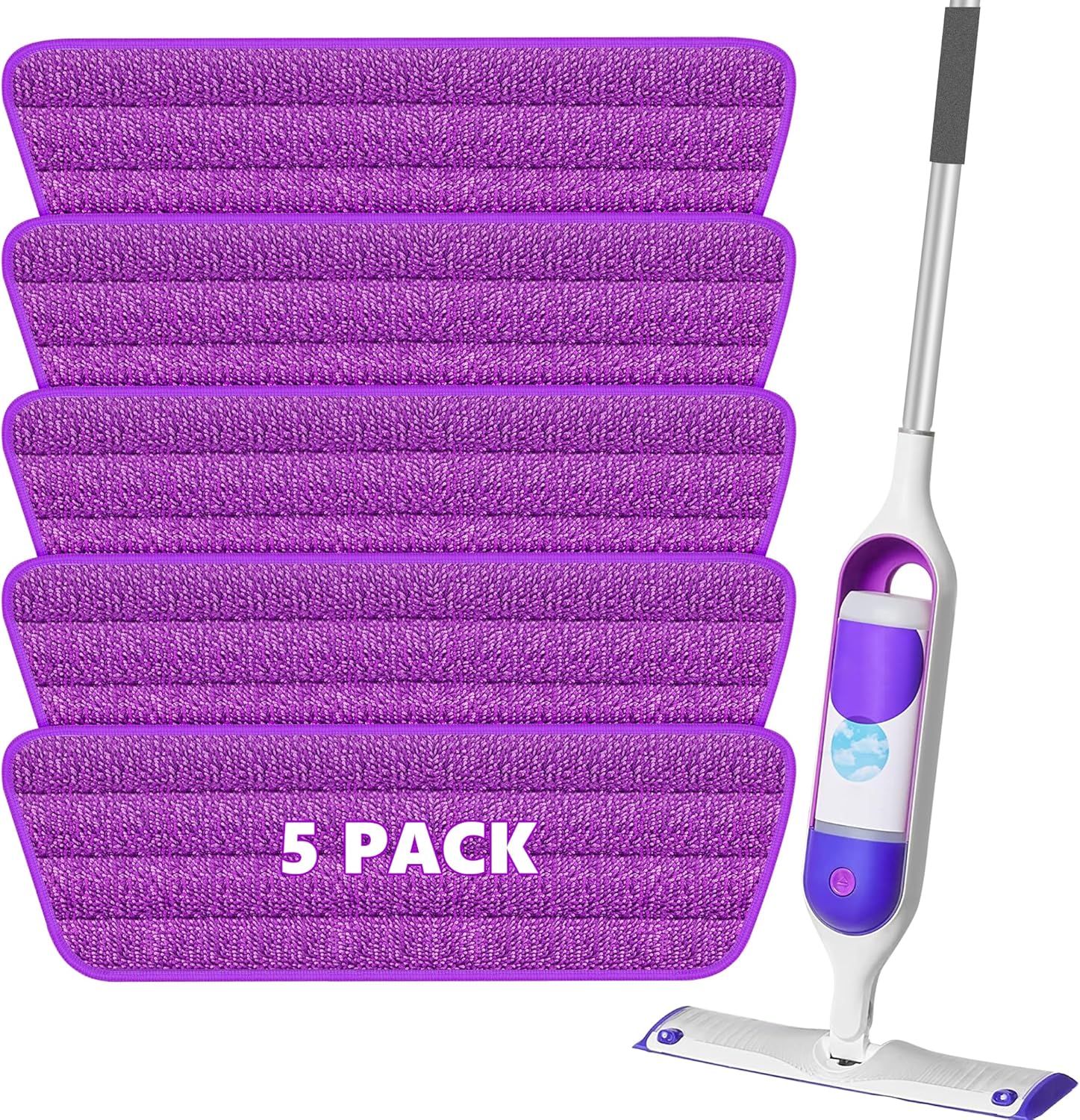 5 Pack Washable Microfiber Mop Pads - TRAV-ROUND