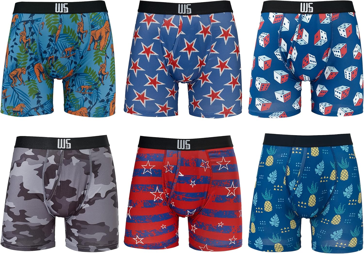 Warriors & Scholars Mens Boxer Briefs Pack of 6 for Comfort