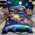 Galaxy Comforter Set Full Size Kids Planets Bedding - Space Design