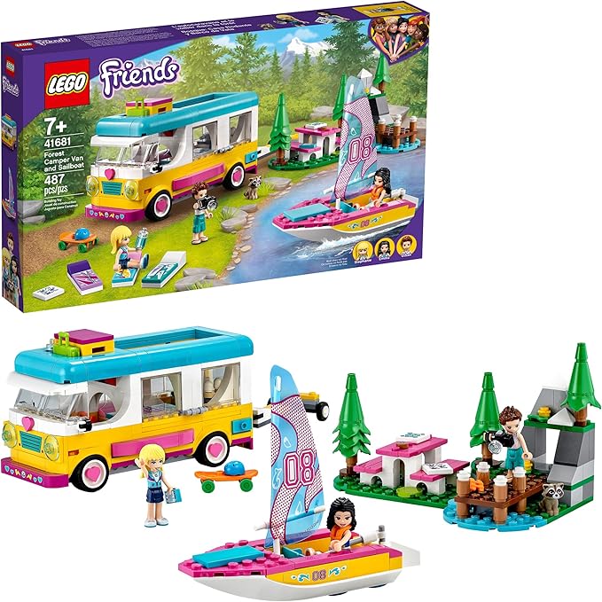 LEGO Friends Forest Camper Van and Sailboat 41681 Building Kit