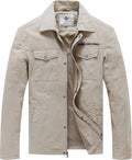 Men's Canvas Cotton Military Lapel Jacket - Durable Cotton Workwear