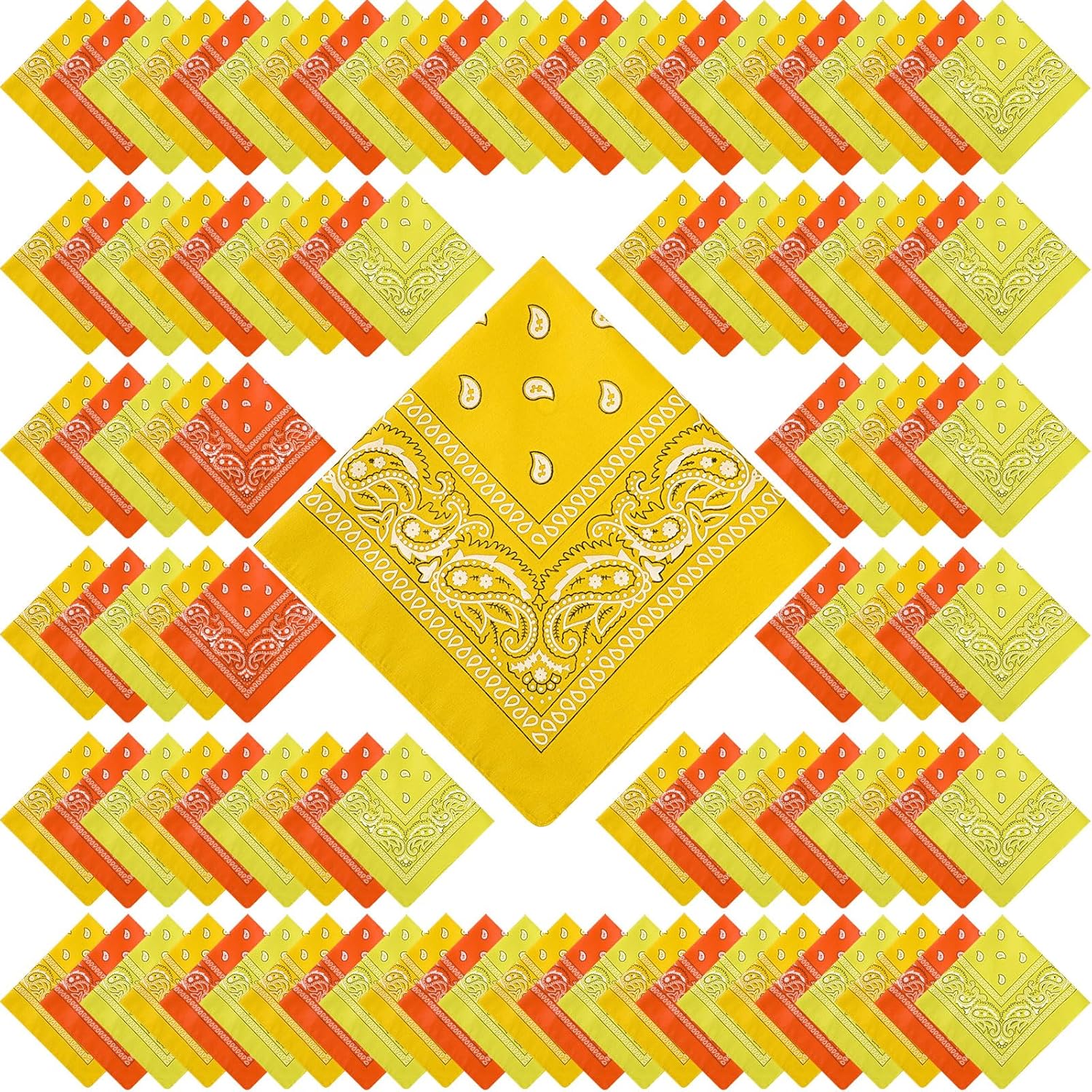 100 Pack Unisex Paisley Bandanas for Cowboy Style Fun