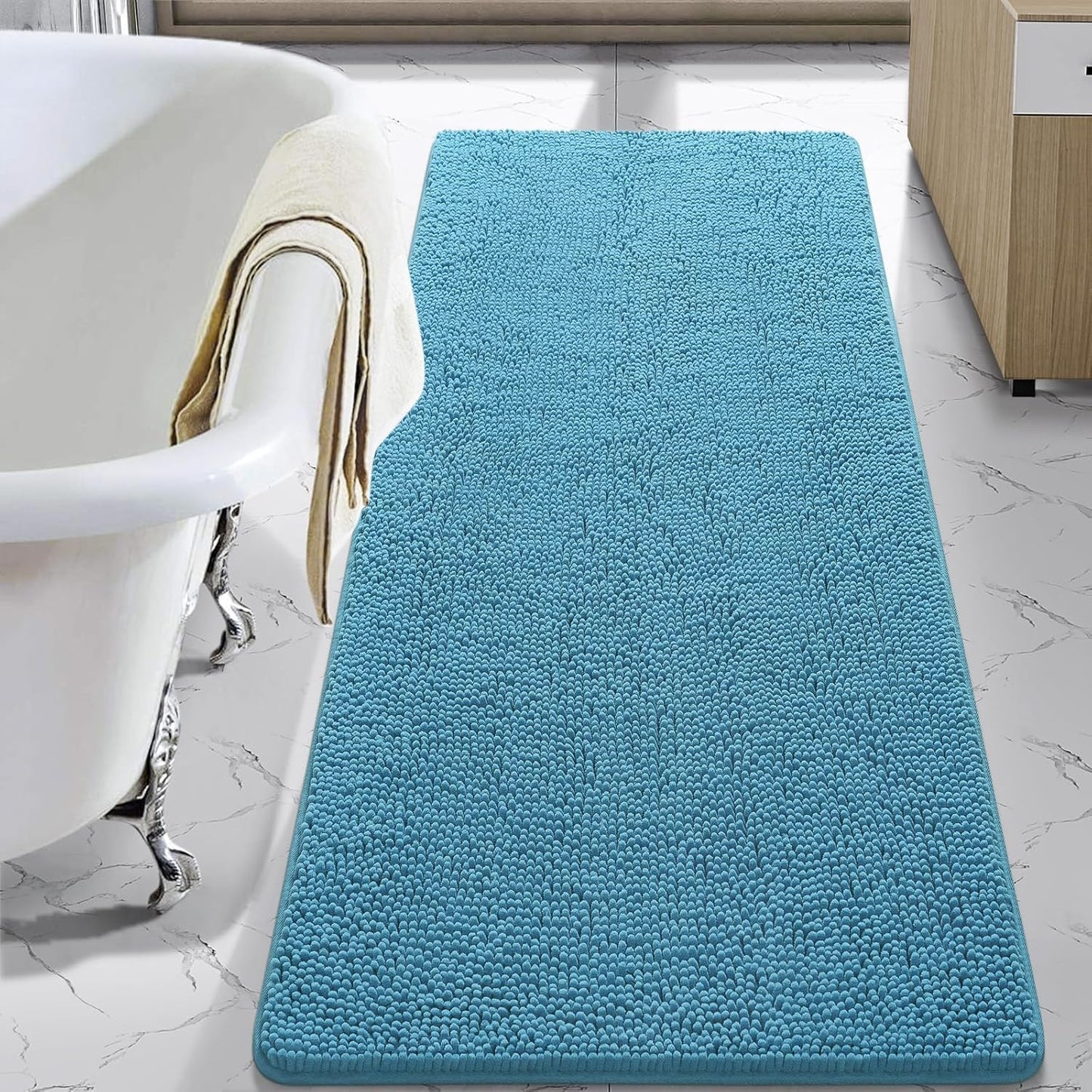 LOCHAS Luxury Bathroom Rug Shaggy Bath Mat 24 x 60 Inch Soft