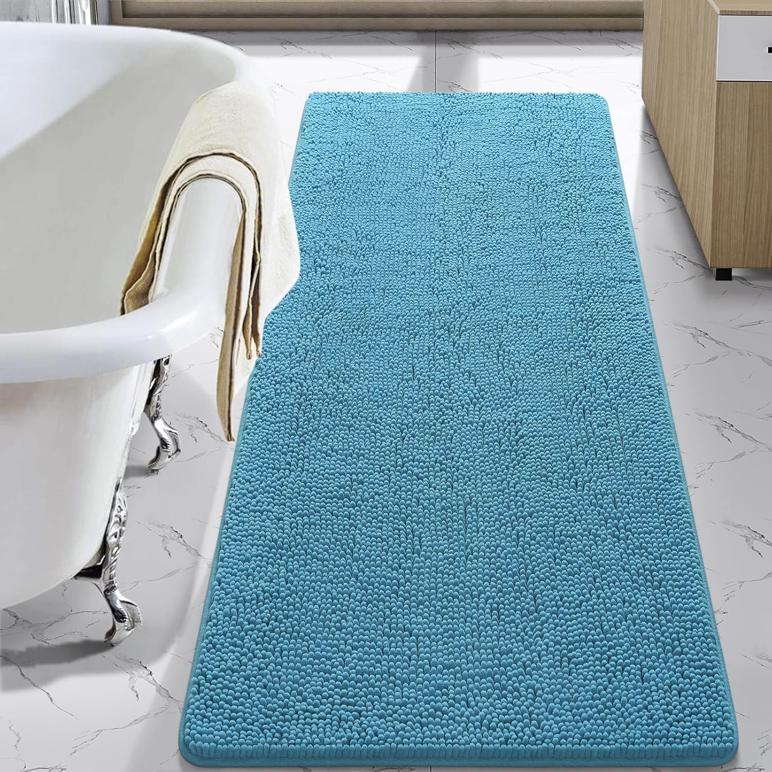 LOCHAS Luxury Bathroom Rug Shaggy Bath Mat 24 x 60 Inch Soft