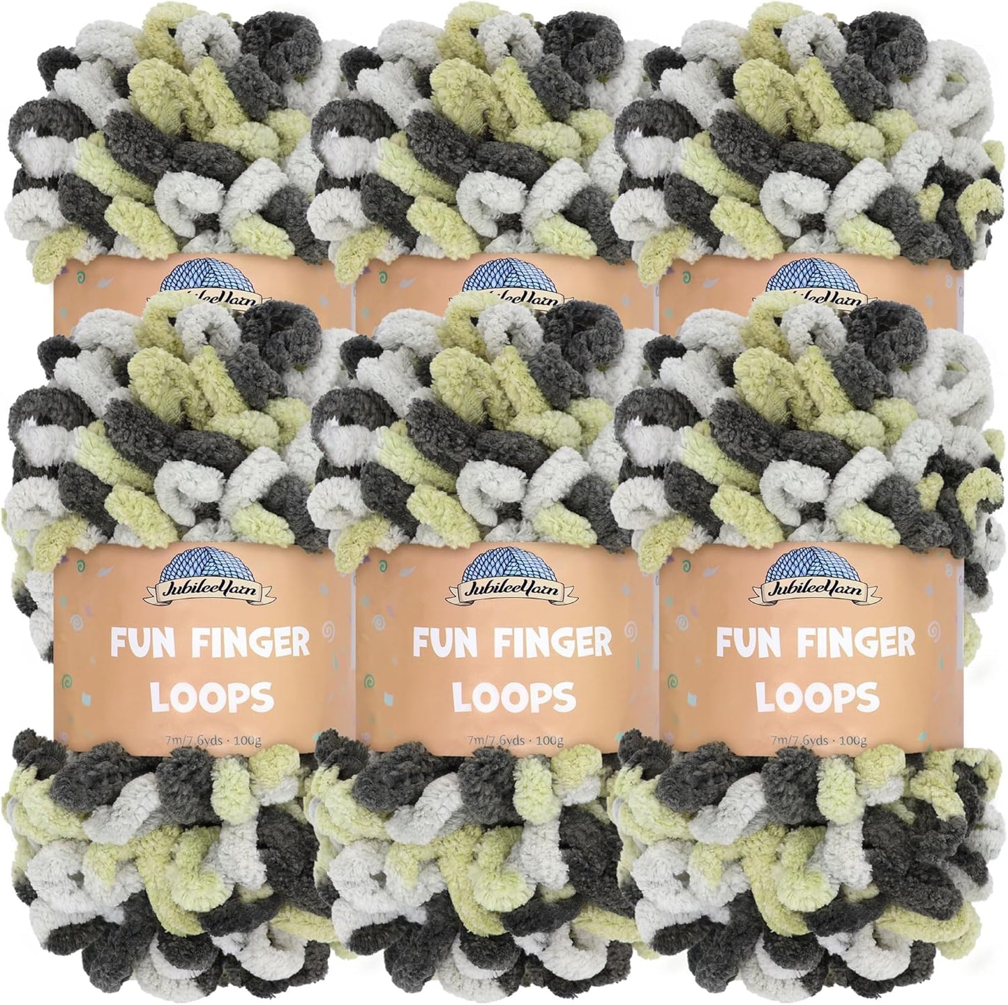 JubileeYarn Fun Finger Loops Yarn - Jumbo Polyester 6 Skeins
