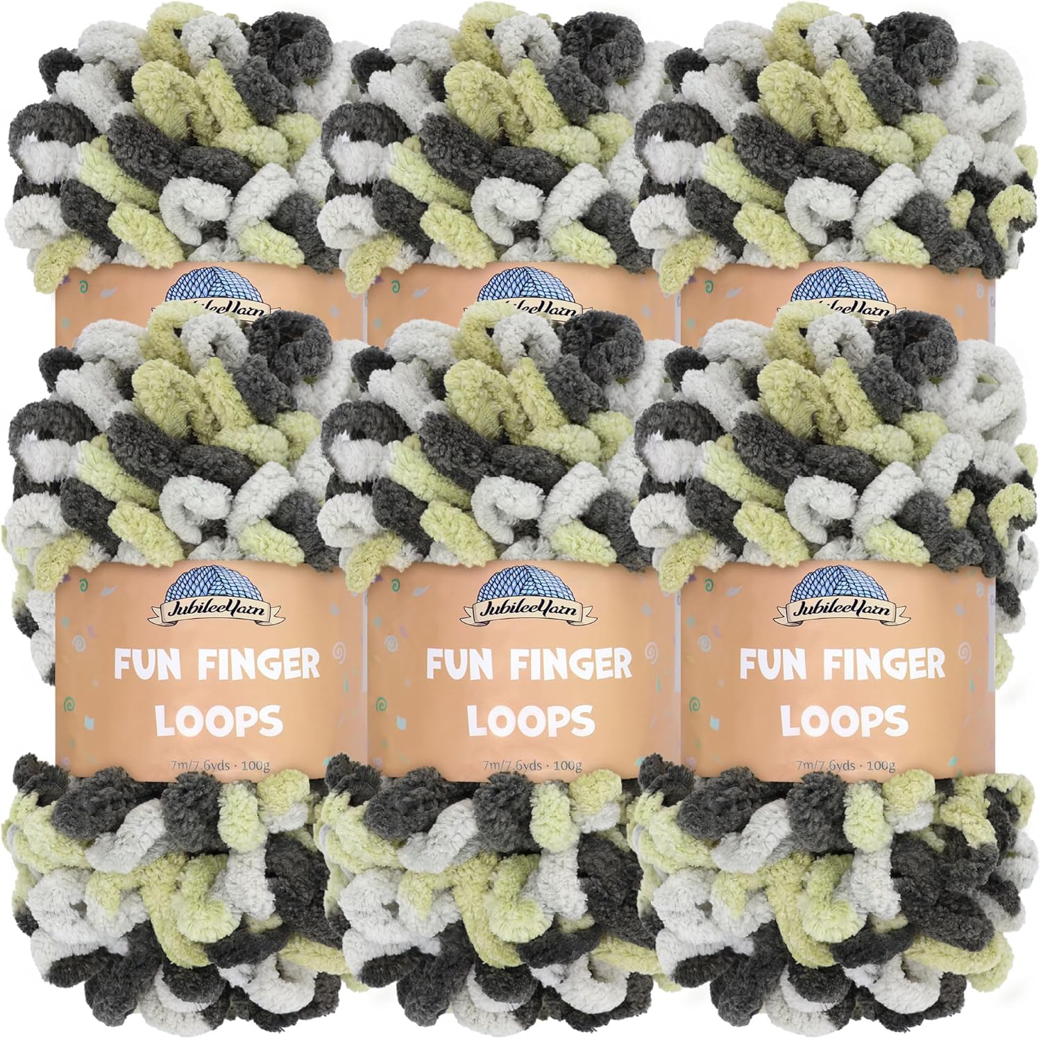JubileeYarn Fun Finger Loops Yarn - Jumbo Polyester 6 Skeins