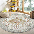 Ultra-Thin Round Rug 6ft - Vintage Large Living Room Circle Rug