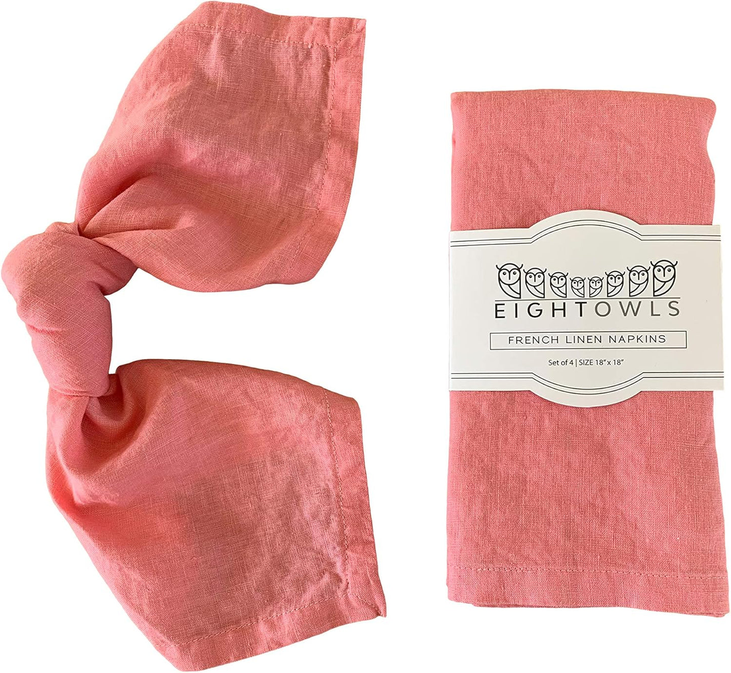 Linen Napkins 100% French Flax Stonewashed Set of 4 Sunset Pink