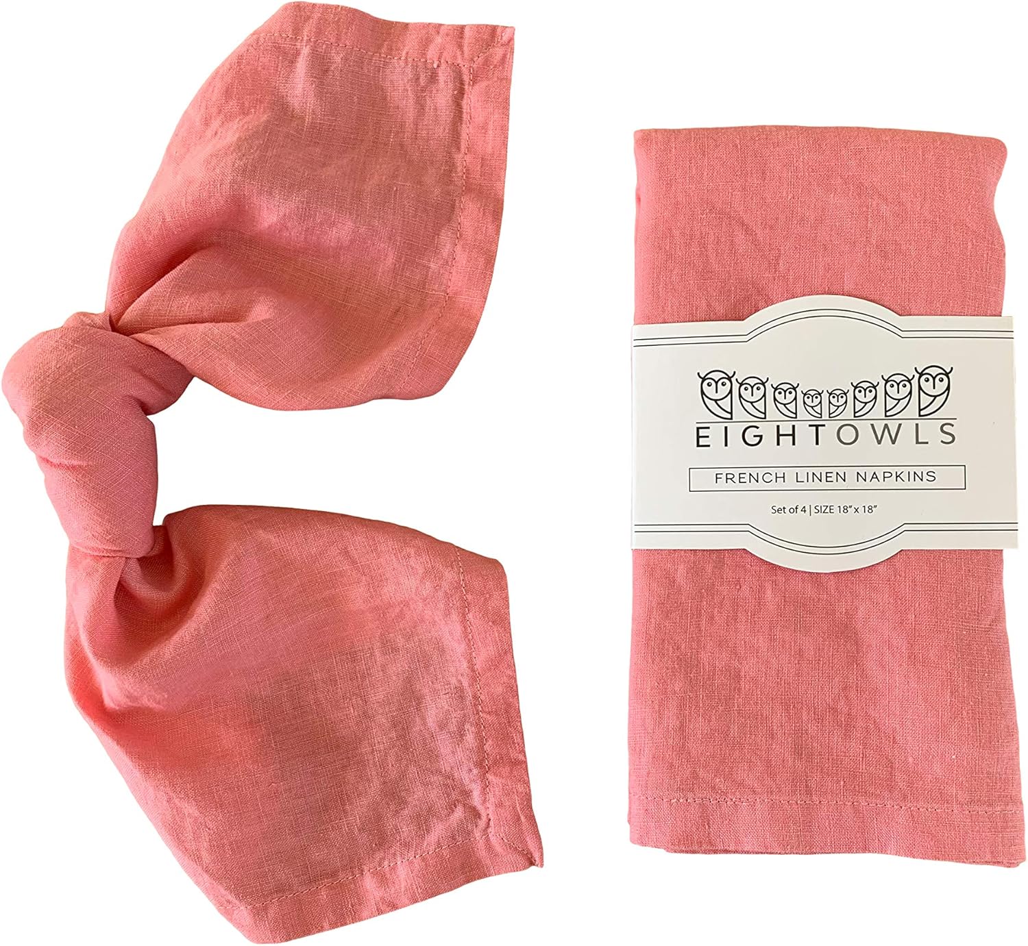 Linen Napkins 100% French Flax Stonewashed Set of 4 Sunset Pink
