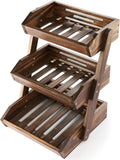 Fruit Basket 2 Tier Fruit Bowl for Kitchen - Large Capacity Walnut