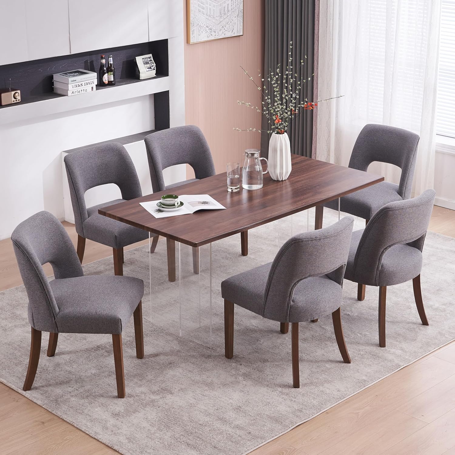 VKNOW Wooden Dining Chairs Set of 6 for Modern Dining Rooms