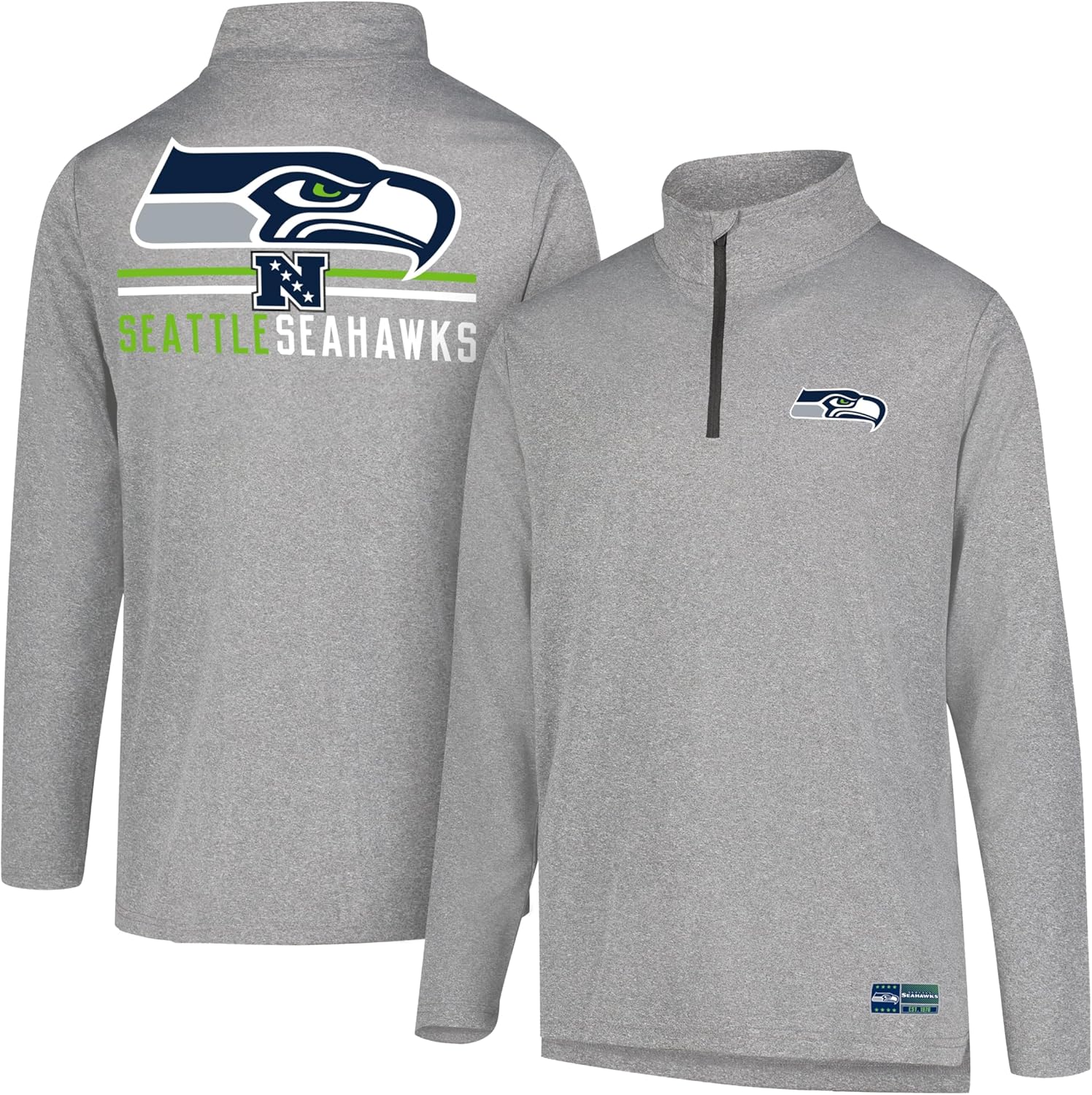 Ultra Game Men's NFL Super Soft Quarter Zip Long Sleeve T-Shirt