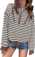 Stylish Striped Half Zip Sweater for Women - Comfy Casual Top