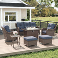 LayinSun 7 Piece Wicker Outdoor Furniture Set with Swivel Rockers