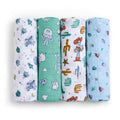 Muslin Swaddle Blankets 4 Pack - Breathable Cotton Newborn Wraps