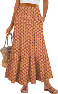ANRABESS Maxi Skirt for Women - Boho Floral High Waist