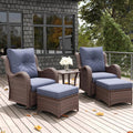 LayinSun 5 Piece Outdoor Patio Wicker Swivel Rocker Set - Deep Seating