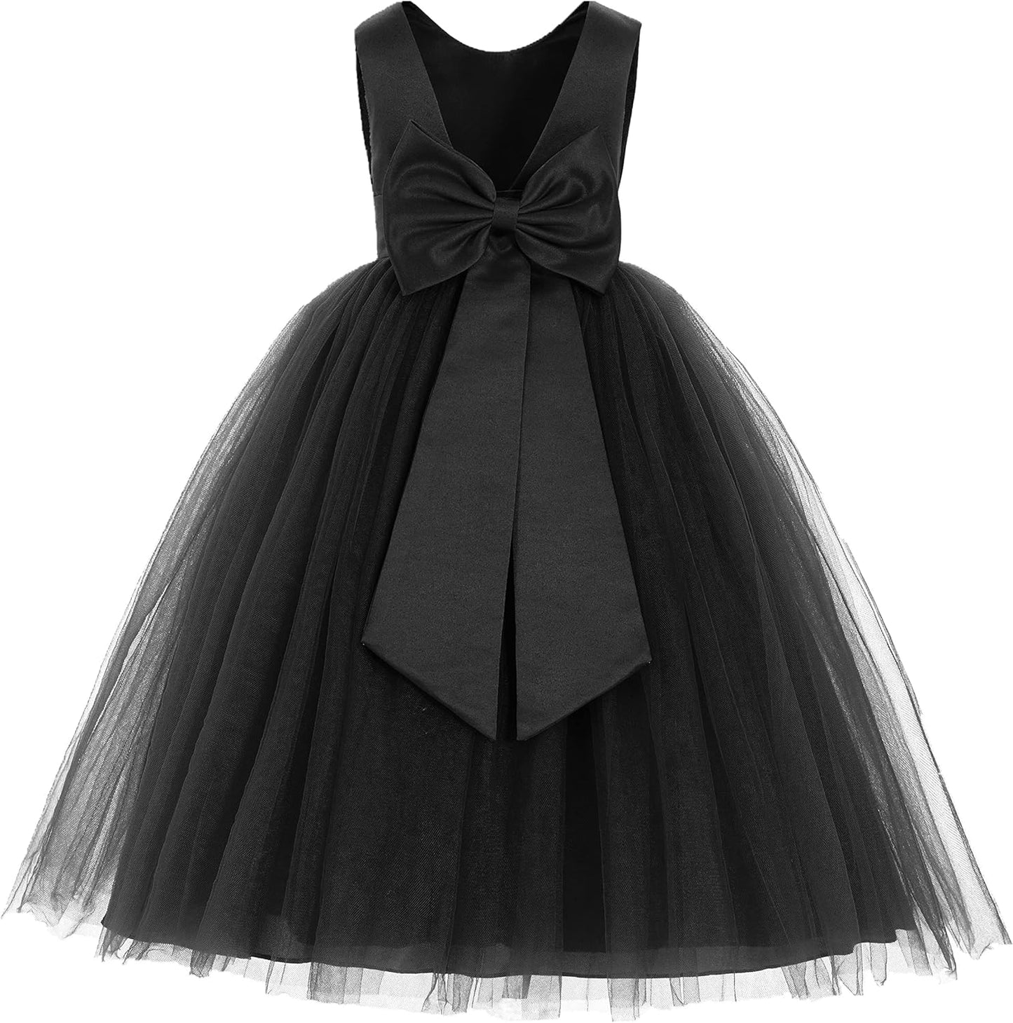 Elegant V-Back Satin Flower Girl Dress for Special Occasions