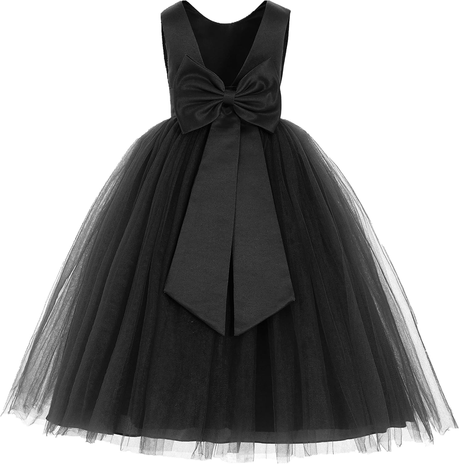 Elegant V-Back Satin Flower Girl Dress for Special Occasions