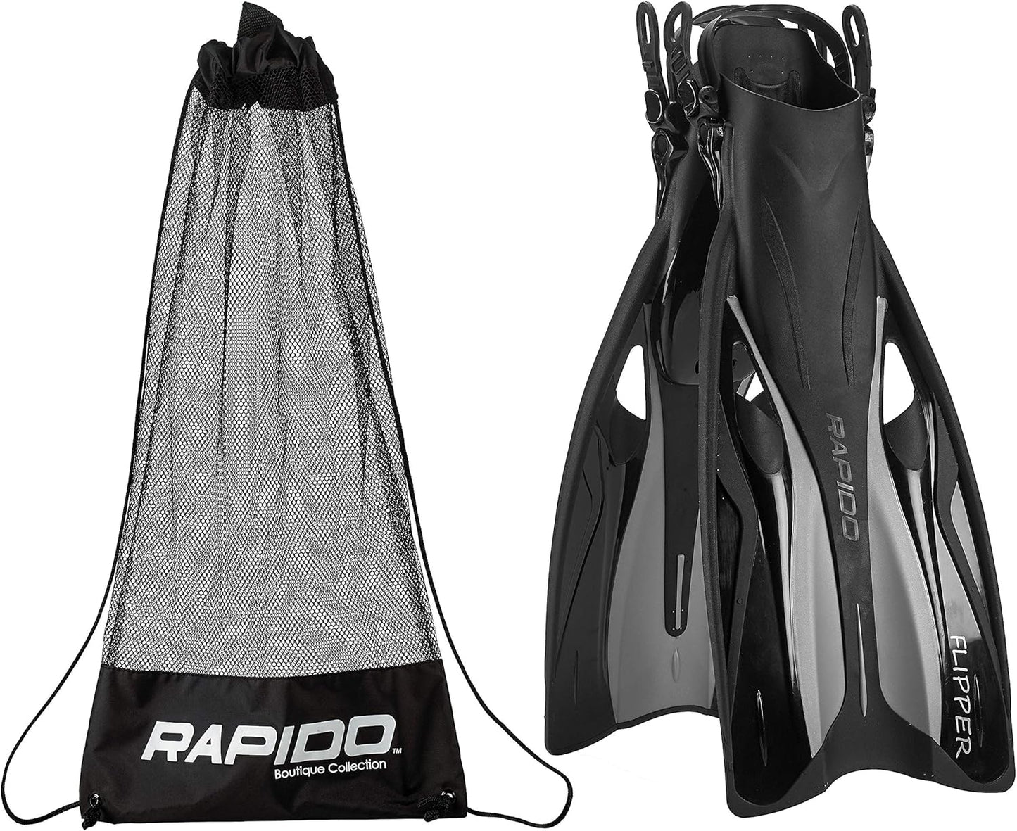 Phantom Aquatics Adjustable Snorkel Fin Set - Easy Packing & Travel