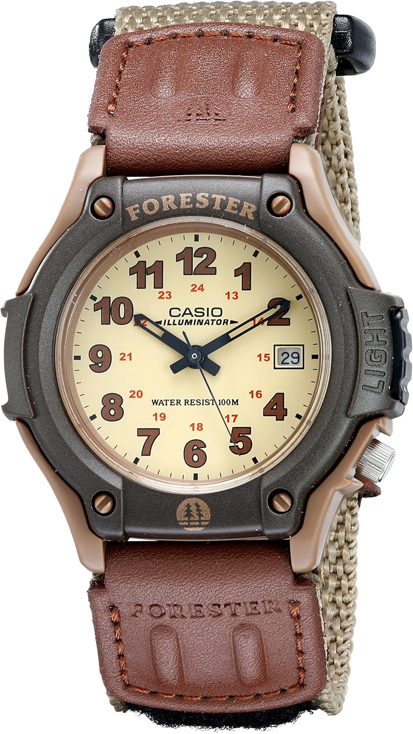 Casio Men's Analog Watch | 100m Water Resist | LED Light | Date Display | Leather/Cloth Band | 3-Yr Battery