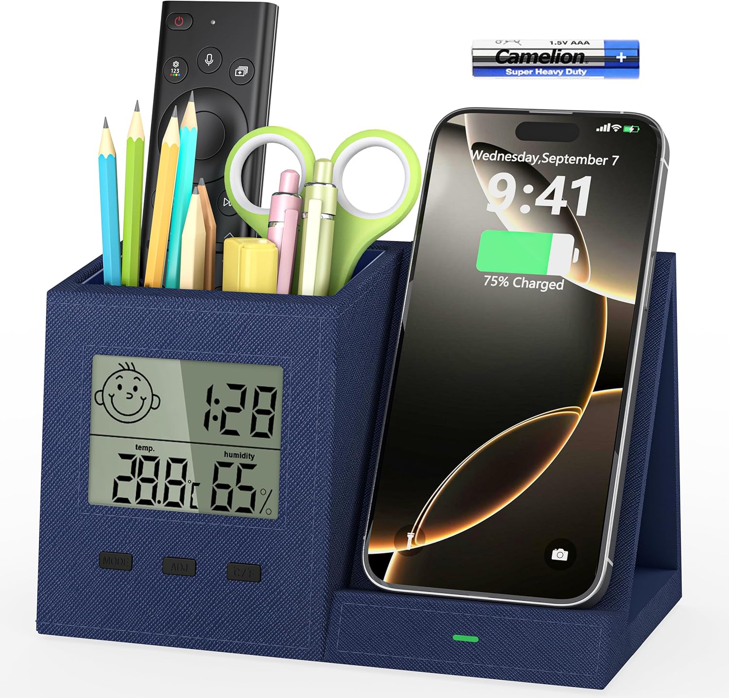 3-in-1 Wireless Charger with Pen Holder for Desk Organization