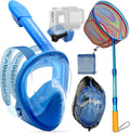 Kids Snorkel Mask & Fishing Net Combo - Full Face Snorkel Mask