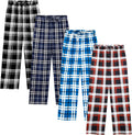 Cooraby Boys Plaid Pants with Pockets Elastic Waist Drawstring