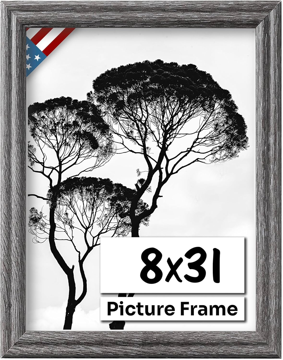 Barnwood Gray 8x31 Picture Frame - Handmade Solid Wood Frame