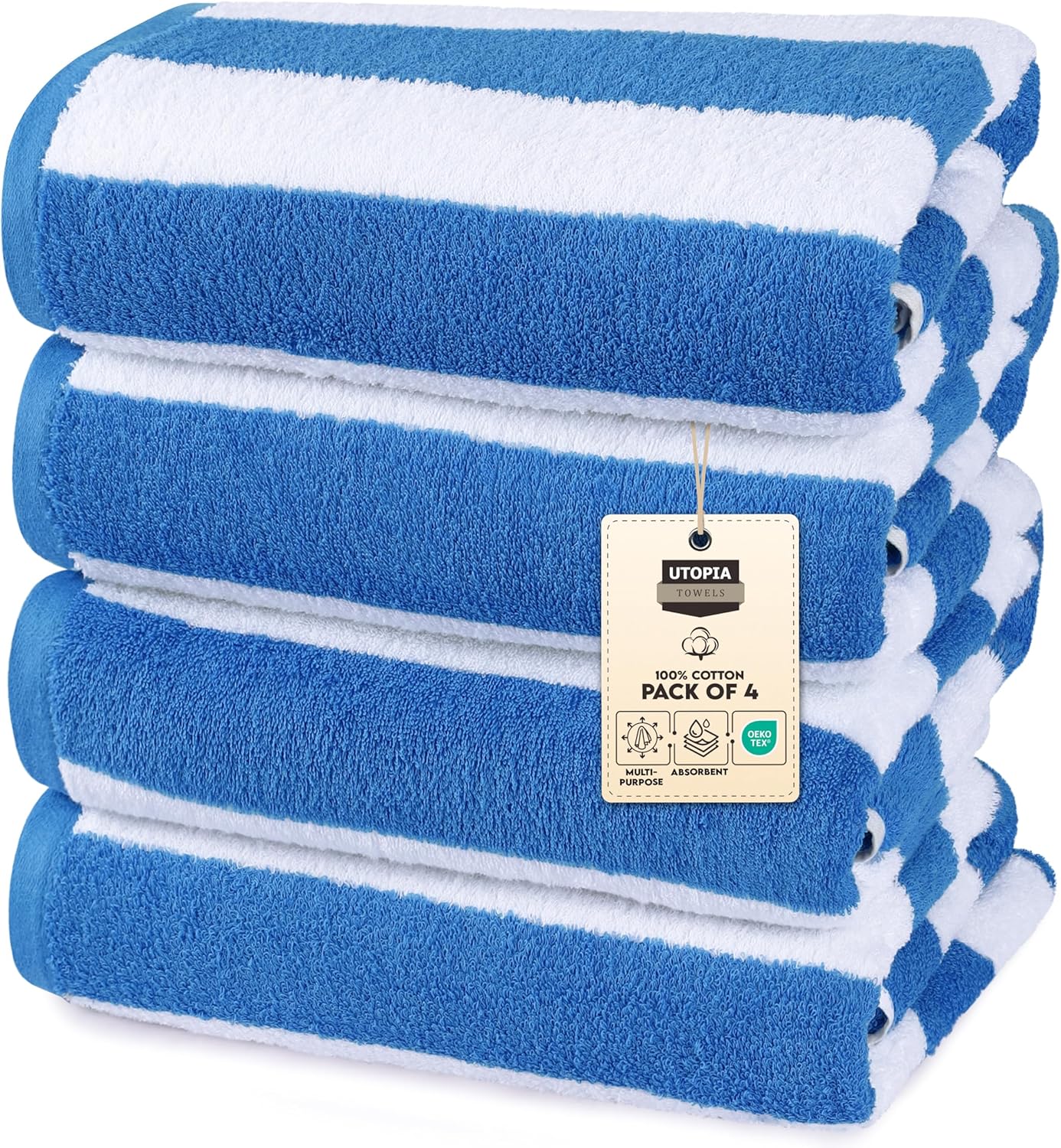 Utopia Towels Cabana Stripe Beach Towel Set, 30 by 60 in