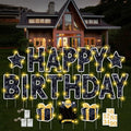 Happy Birthday Yard Sign with Stakes - 18 Pc Outdoor Lawn Set