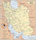 Large Political Map of Iran Poster 24x27 - Laminated, Frame Ready