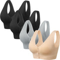 Angelhood Front Close Wireless Bras for Women - 4 Pack Comfortable Fit