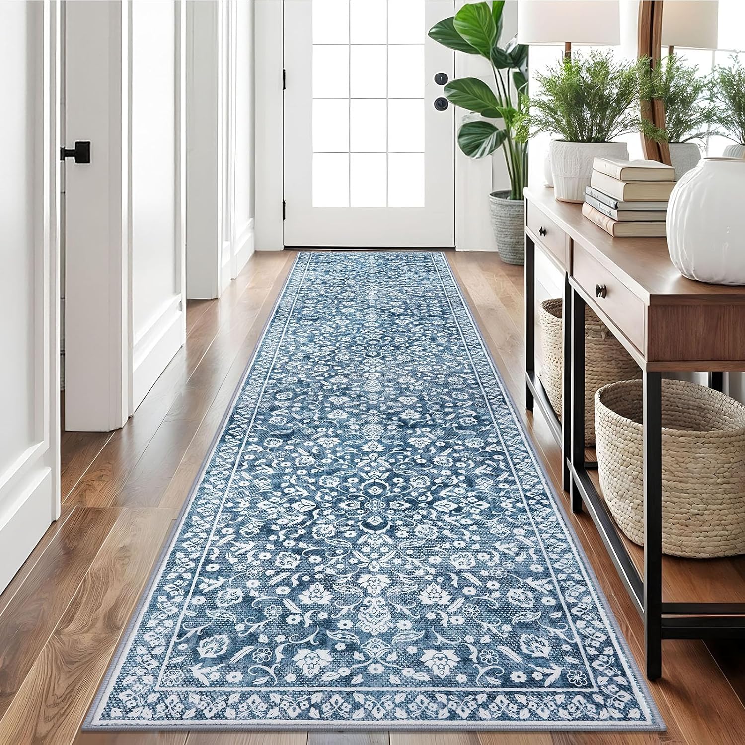 Vintage 2.6x10 Hallway Runner - Soft Non-Slip Floral Carpet
