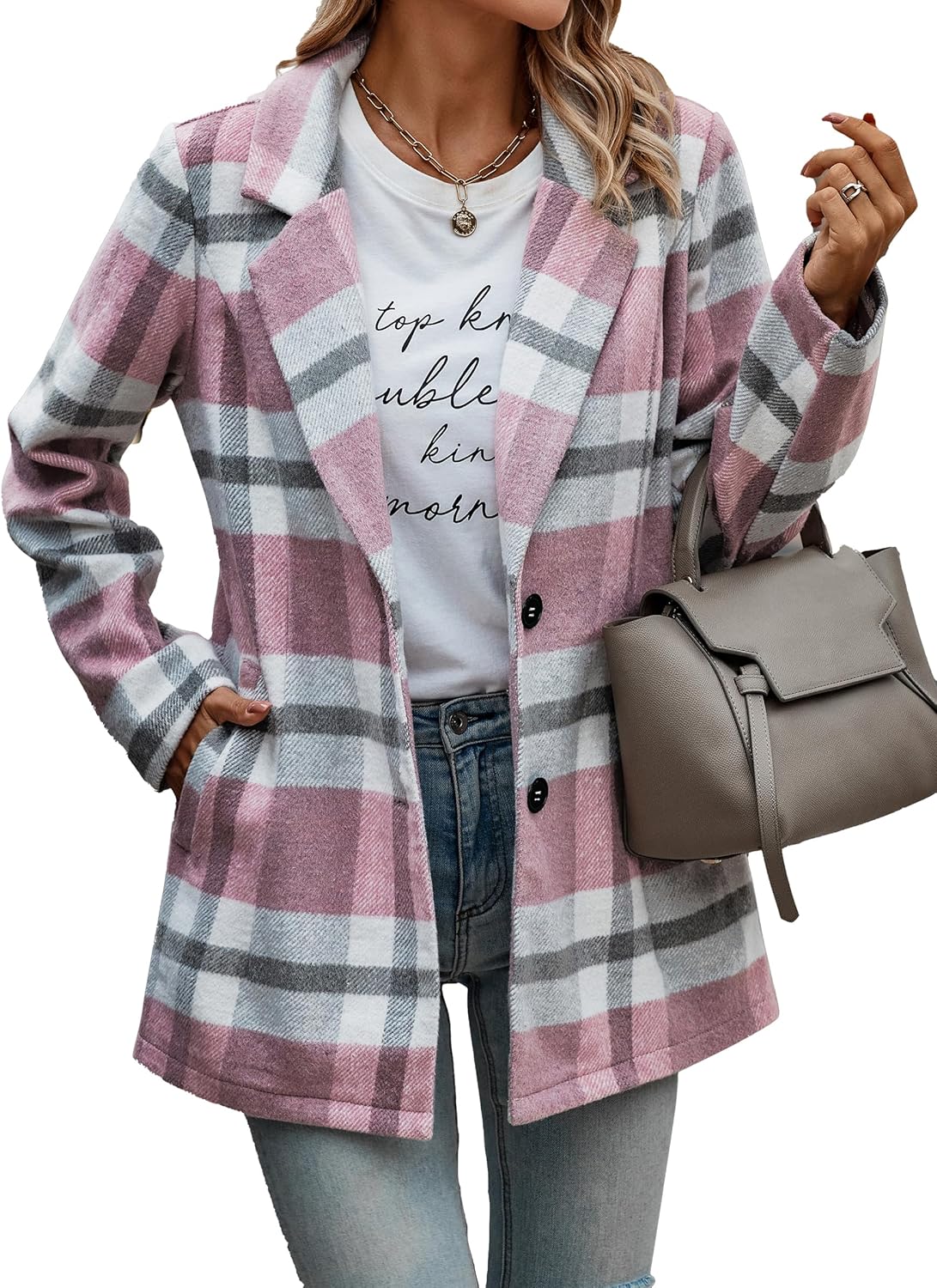 PRETTYGARDEN Women Plaid Shacket Jacket for Trendy Fall Style