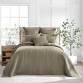 Cotton Waffle King Bedspread Set 122x106in - Oversized Taupe