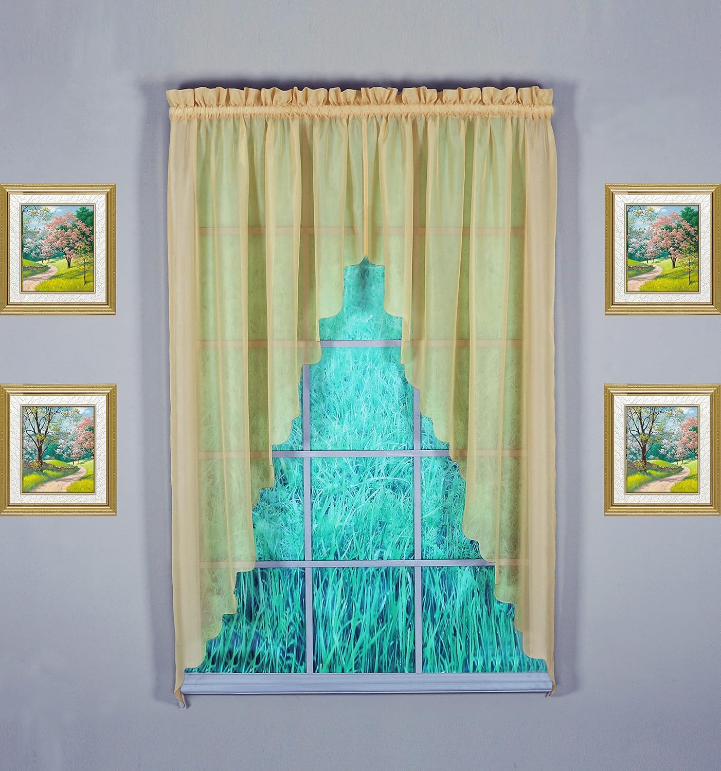 Today's Curtain Emelia Original Voile Swagger Pair 63in in Gold