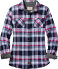 Women's Long Sleeve Cotton Plaid Flannel Shirt - Soft, Durable