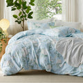 Duvet Cover Queen Size - Reversible Floral Bedding Set with Zipper