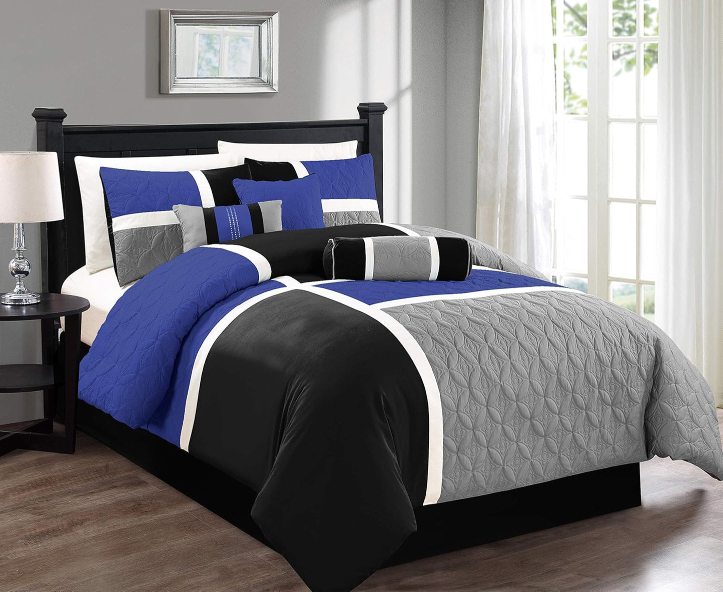Upland 7-Piece Quilted Patchwork Comforter Set for King Beds