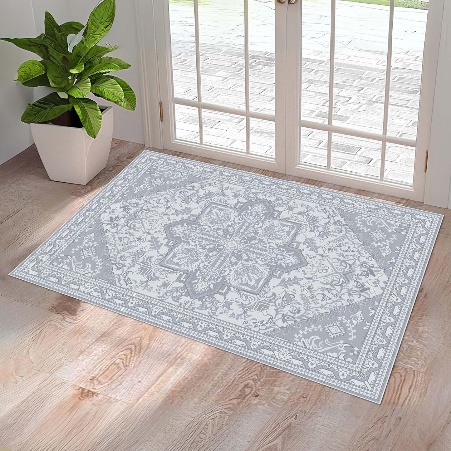 Washable Entryway Rug 3x5 - Non Slip Ultra-Soft Flannel Carpet