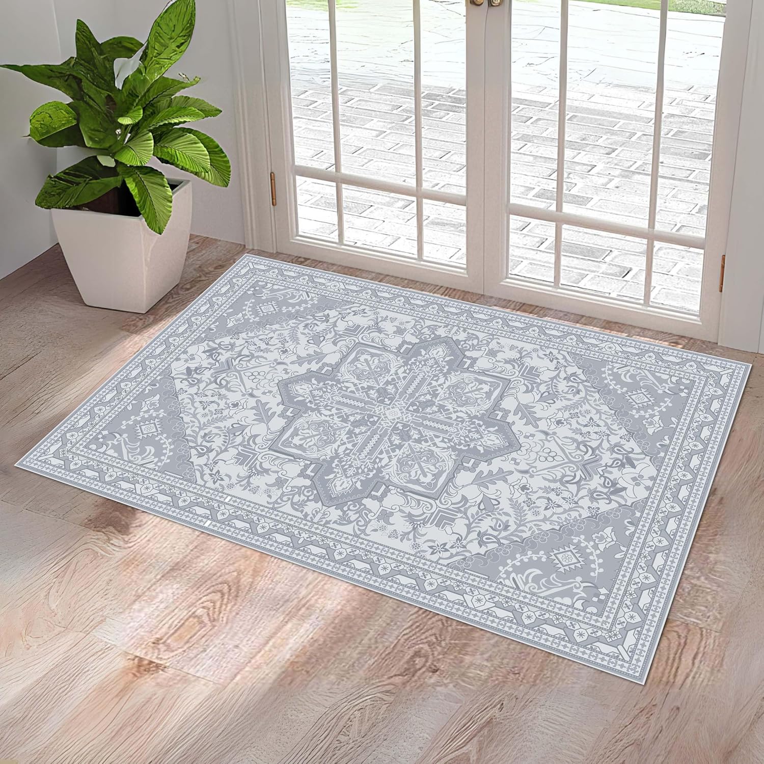 Washable Entryway Rug 3x5 - Non Slip Ultra-Soft Flannel Carpet